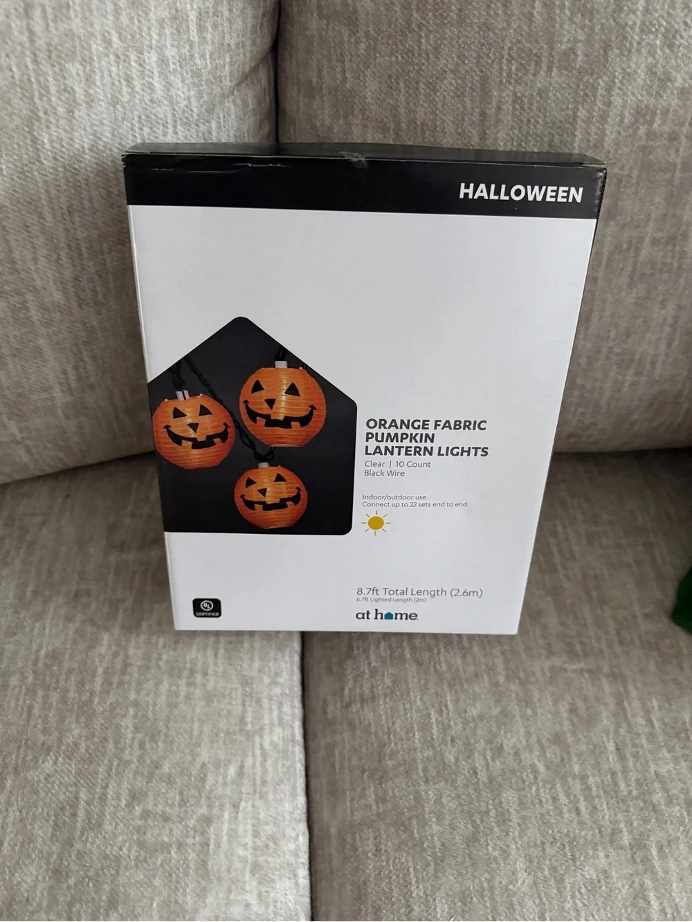 Orange Fabric Pumpkin Lantern Lights - 10 Count
